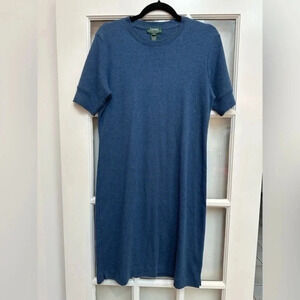 Lauren Ralph Lauren Dark Teal Sheath Stretchy Bodycon Dress Size L Large Petite